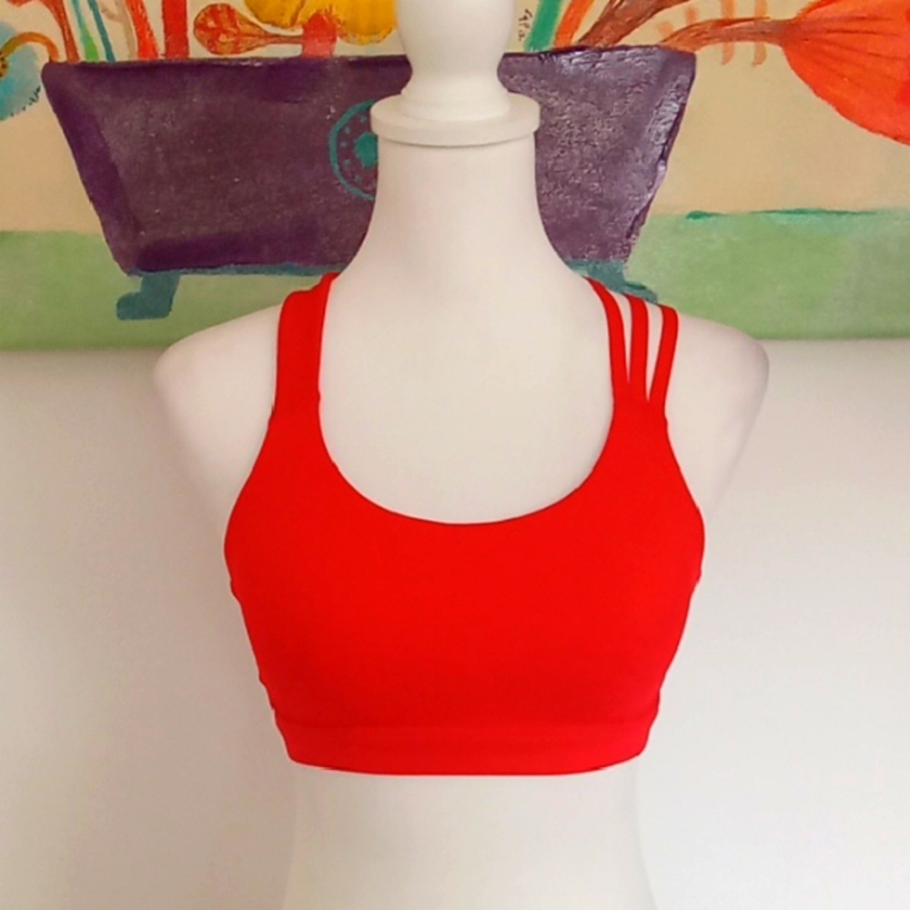 Athleta Red Strappy Sports Bra